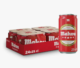 Mahou 5 Estrellas Cerveza Especial Dorada Lager, Pack de 24 Latas x 25 cl