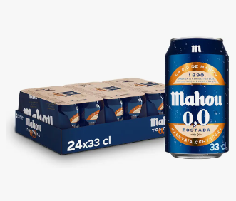 Mahou 0,0 Tostada, Pack de 24 Latas x 33 cl
